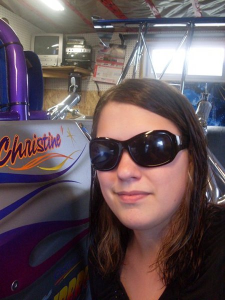 Christine and her dragster!